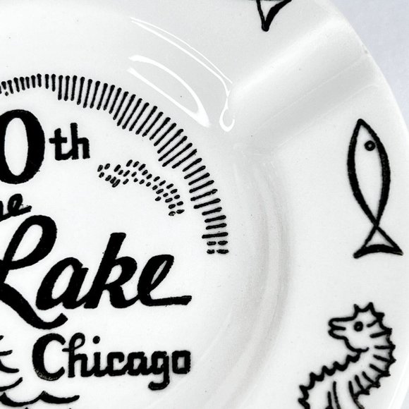 50th On The Lake Chicago Ashtray Royal China Black White Nautical Souvenir USA - Picture 3 of 8